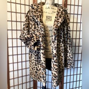 Pink Lily Leopard Print Faux Fur Coat